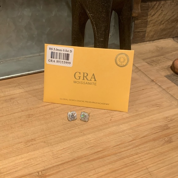 #45 Over 2 cttw Moissanite square halo earrings